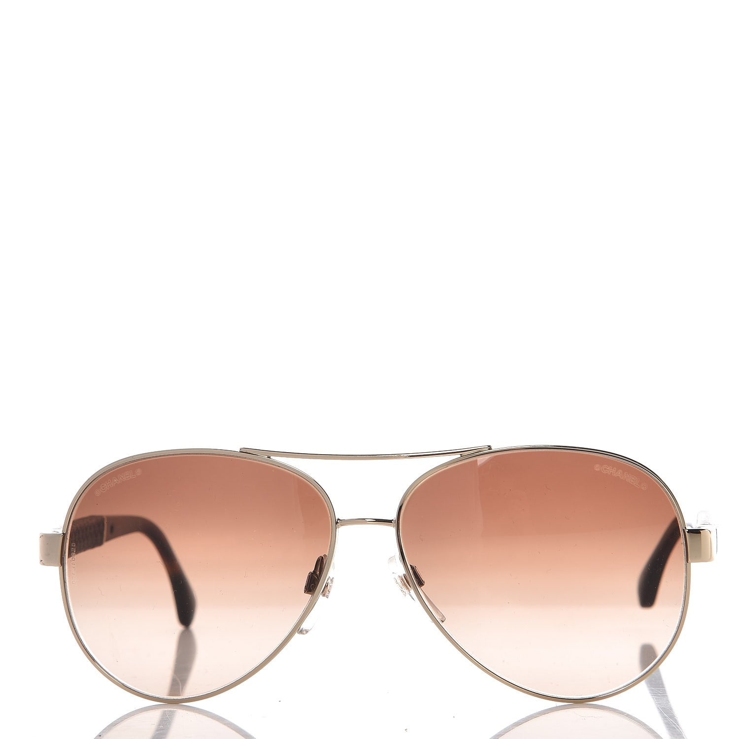 Chanel Lambskin Quilted CC Aviator Sunglasses 4195-Q Brown Gold 2 of 9