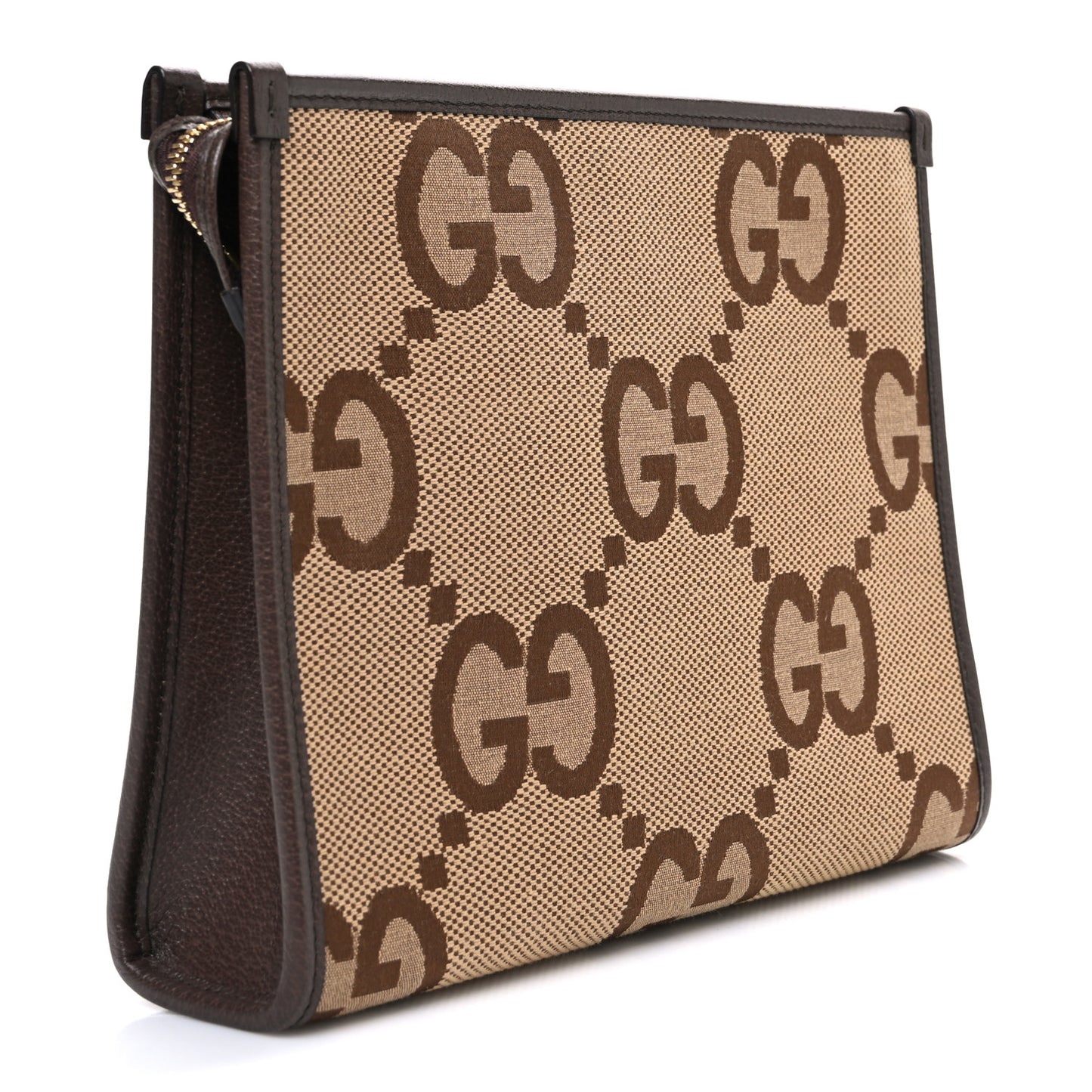 Monogram Jumbo GG Textured Dollar Calfskin Pouch Camel Ebony New Acero Camel Ebony New Acero