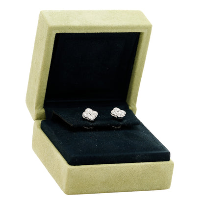 Van Cleef & Arpels 18K White Gold Diamond Sweet Alhambra Earrings 5 of 5