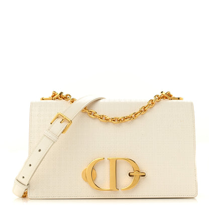 Christian Dior Patent Micro-Cannage 30 Montaigne Chain Flap Bag White 1 of 9