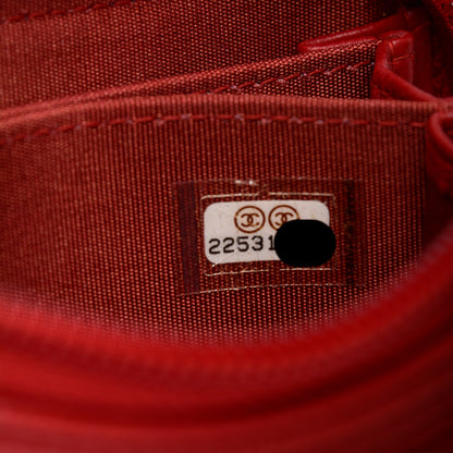 Chanel Caviar Quilted Boy Zip Around Coin Purse Wallet Red 7 of 7