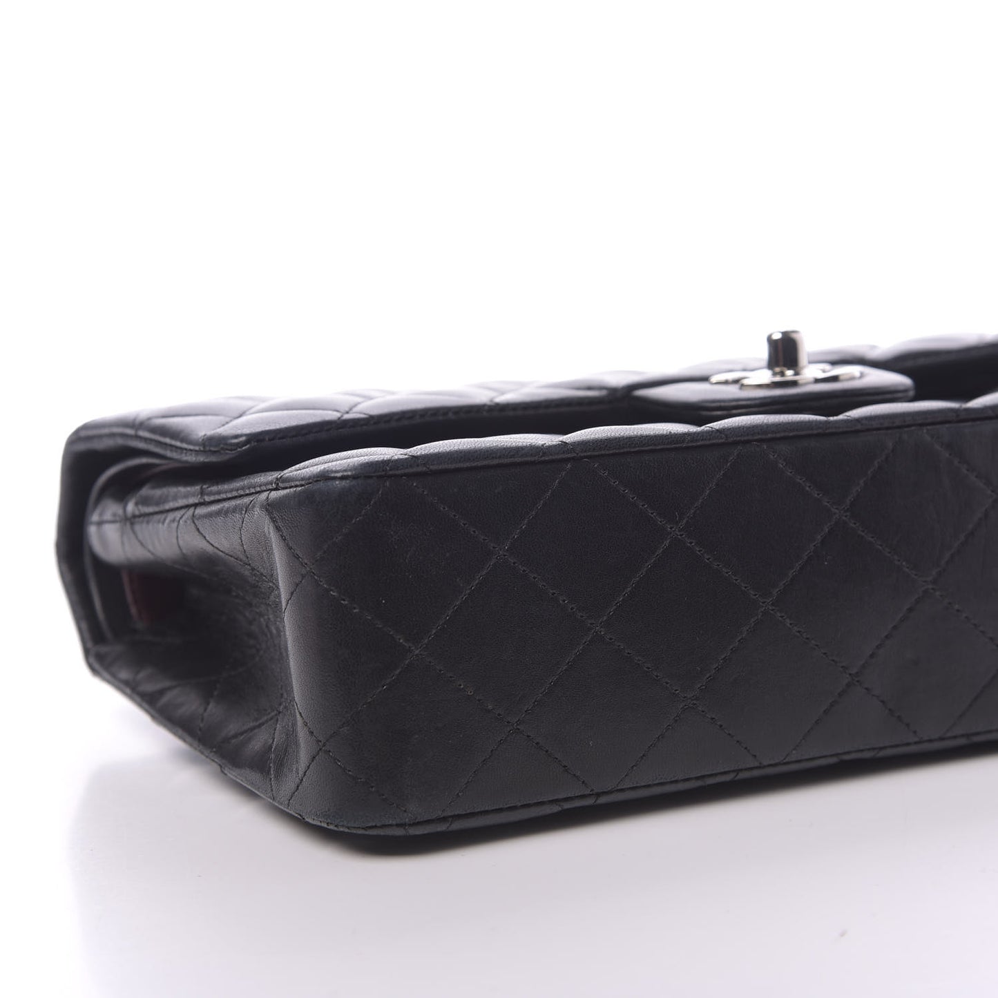 Lambskin Quilted Medium Double Flap Black