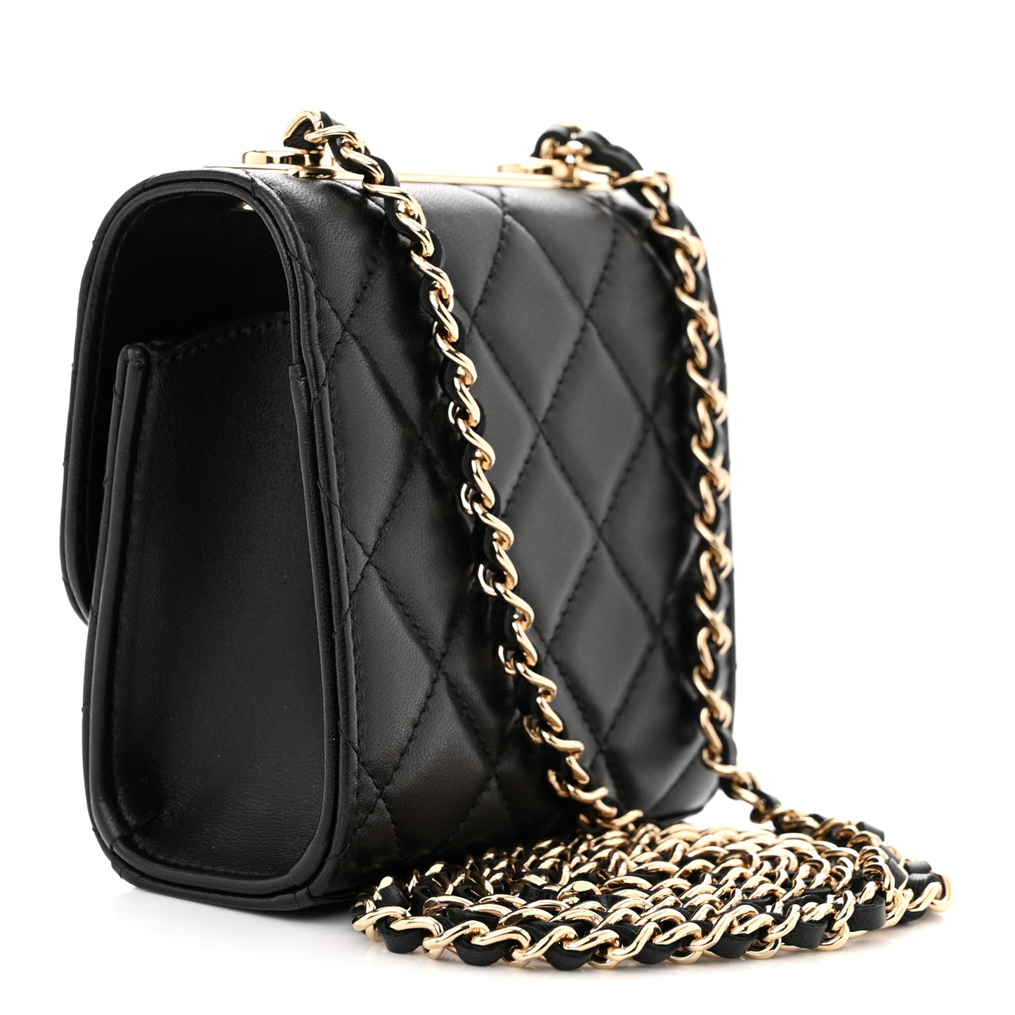 Lambskin Quilted Mini Trendy CC Chain Wallet Black