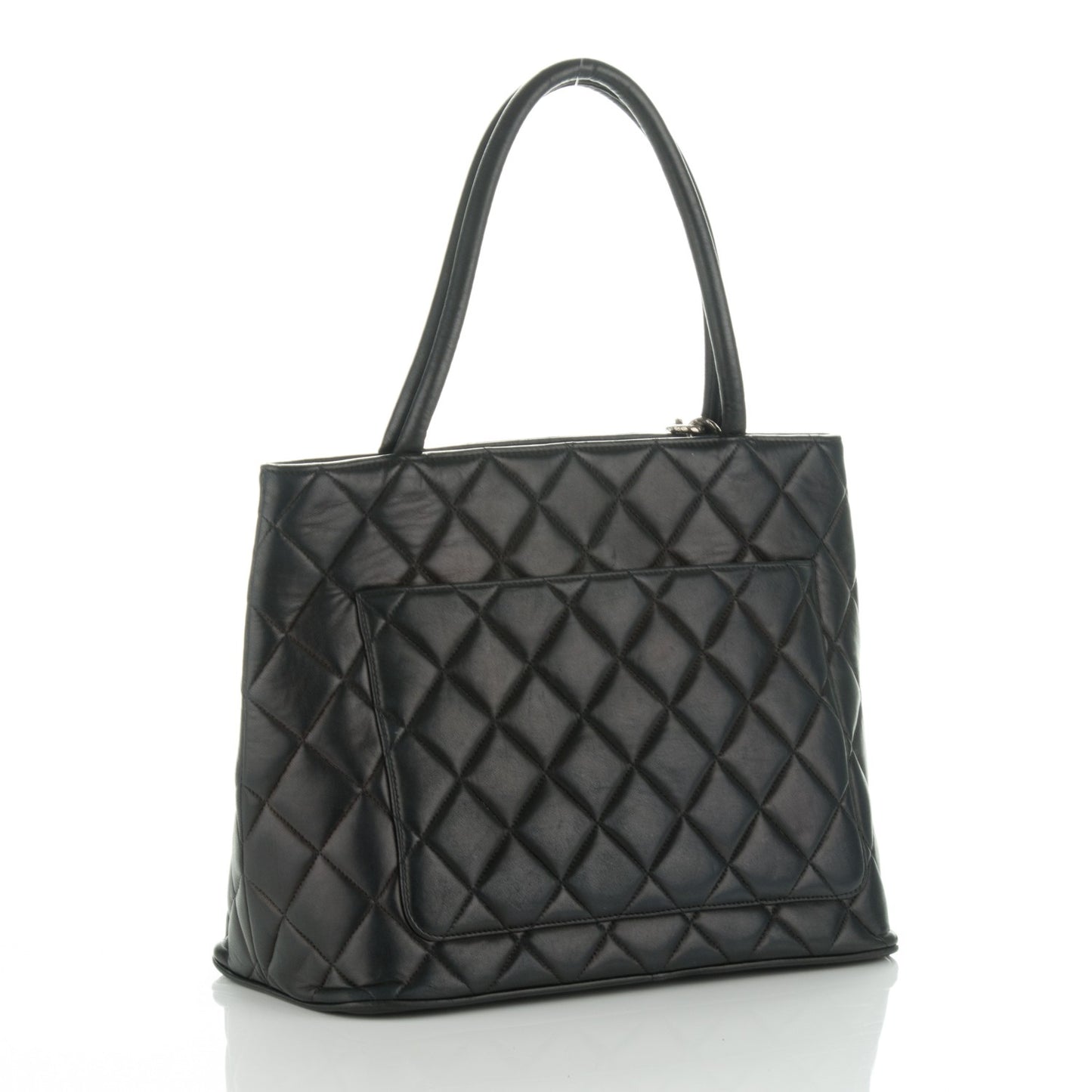 Lambskin Quilted Medallion Tote Black