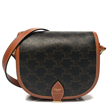 Celine Triomphe Canvas Medium Folco Bag Tan 1 of 9