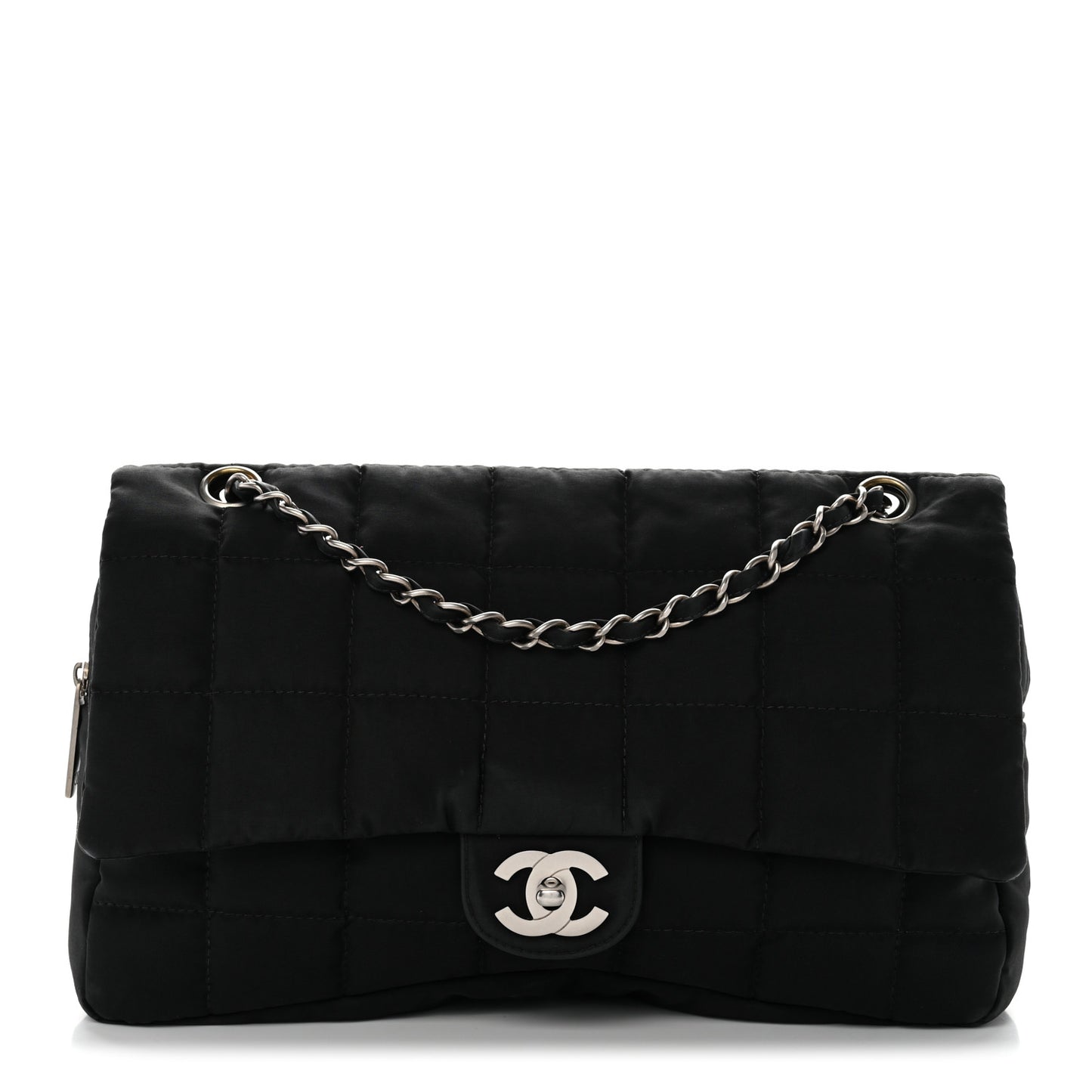 Nylon Square Quilted Flap Black