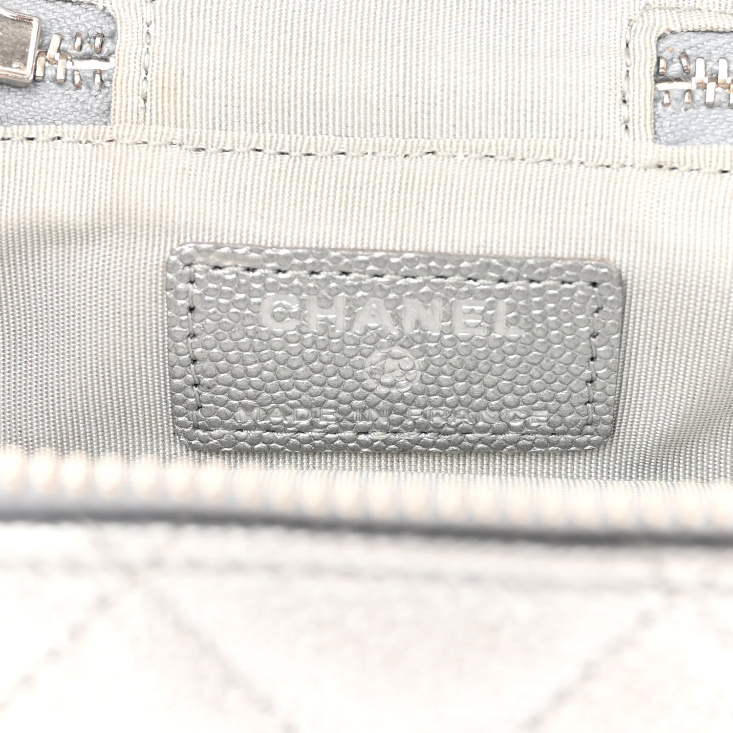 Chanel Metallic Caviar Quilted Mini Top Handle Vanity With Chain Silver 6 of 10