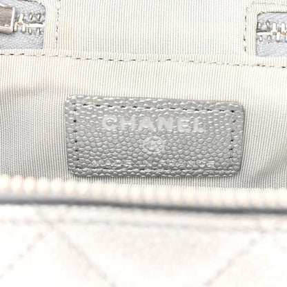 Chanel Metallic Caviar Quilted Mini Top Handle Vanity With Chain Silver 6 of 10