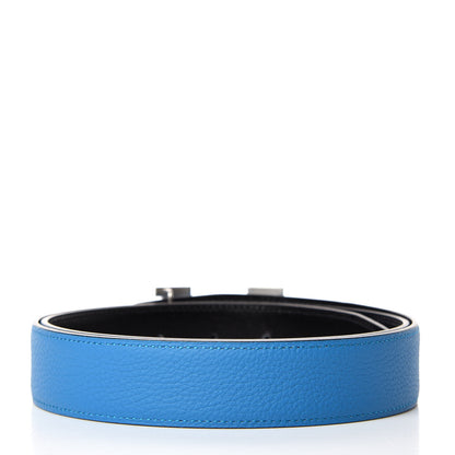 Hermes Box Togo 32mm Martelee H Belt 90 Black Bleu Zanzibar 3 of 10