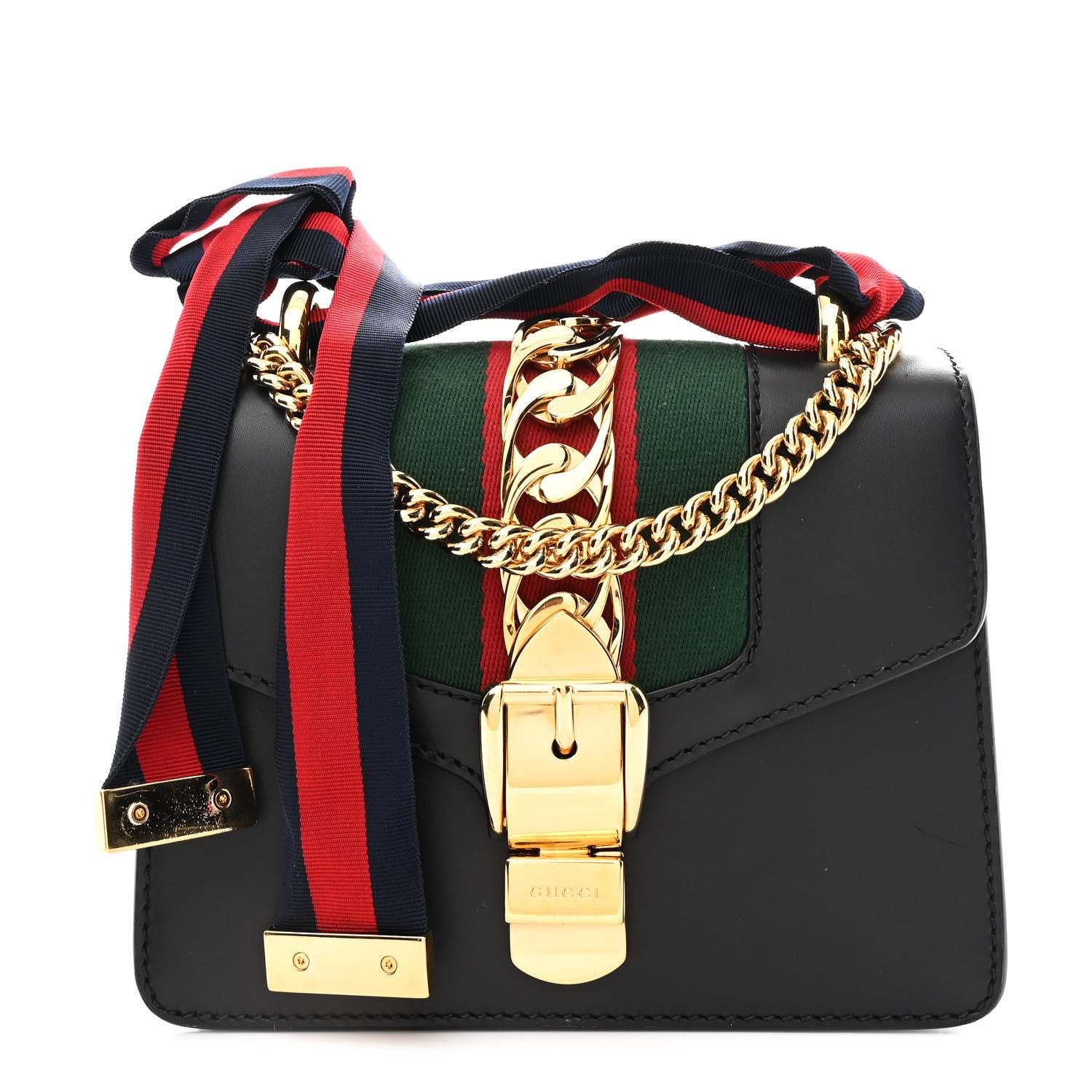Gucci Calfskin Mini Sylvie Chain Shoulder Bag Black 1 of 10