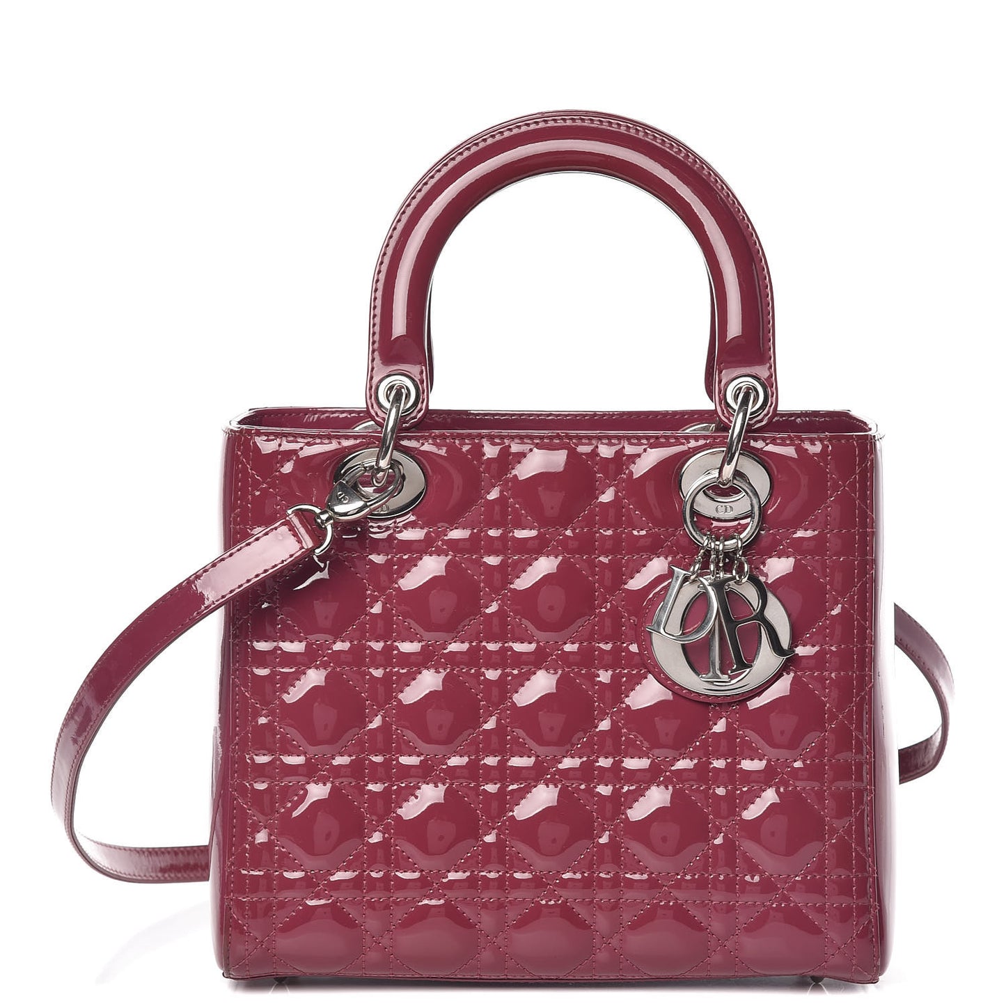 Patent Cannage Medium Lady Dior Dark Pink