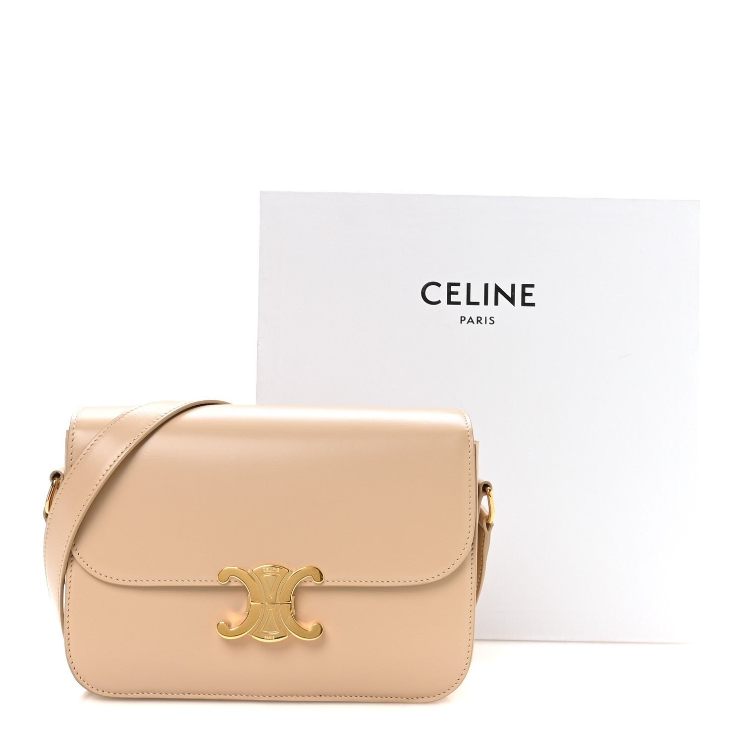 Celine Shiny Calfskin Medium Triomphe Nude 12 of 12