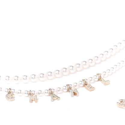 Chanel Pearl Crystal CC Logo Belt 80 Gold 3 of 5