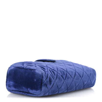 Chanel Velvet Quilted Mini Phone Holder Crossbody Bag Blue 4 of 14