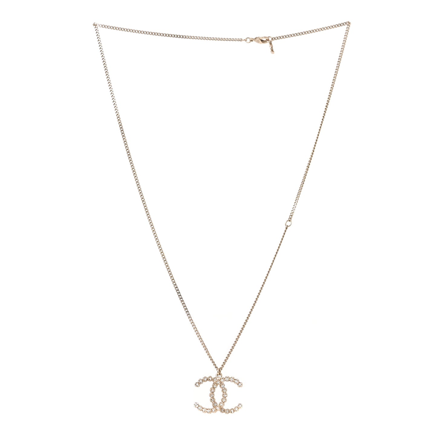 Crystal CC Pendant Necklace Gold