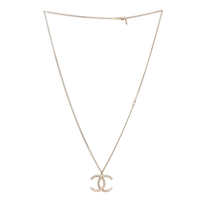 Chanel Crystal CC Pendant Necklace Gold 3 of 5