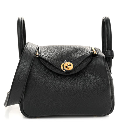 Hermes Taurillon Clemence Mini Lindy 20 Black 1 of 10