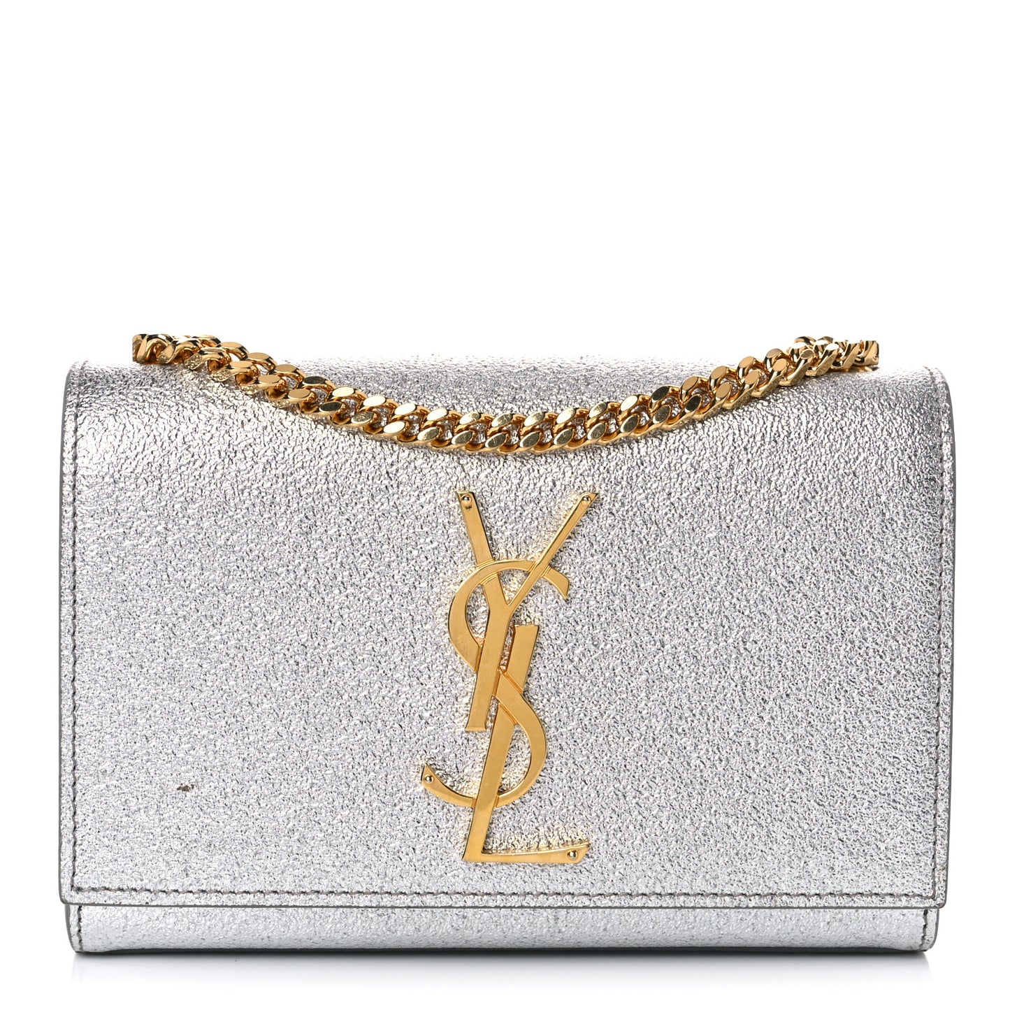 Metallic Calfskin Small Classic Monogram Kate Satchel Platine