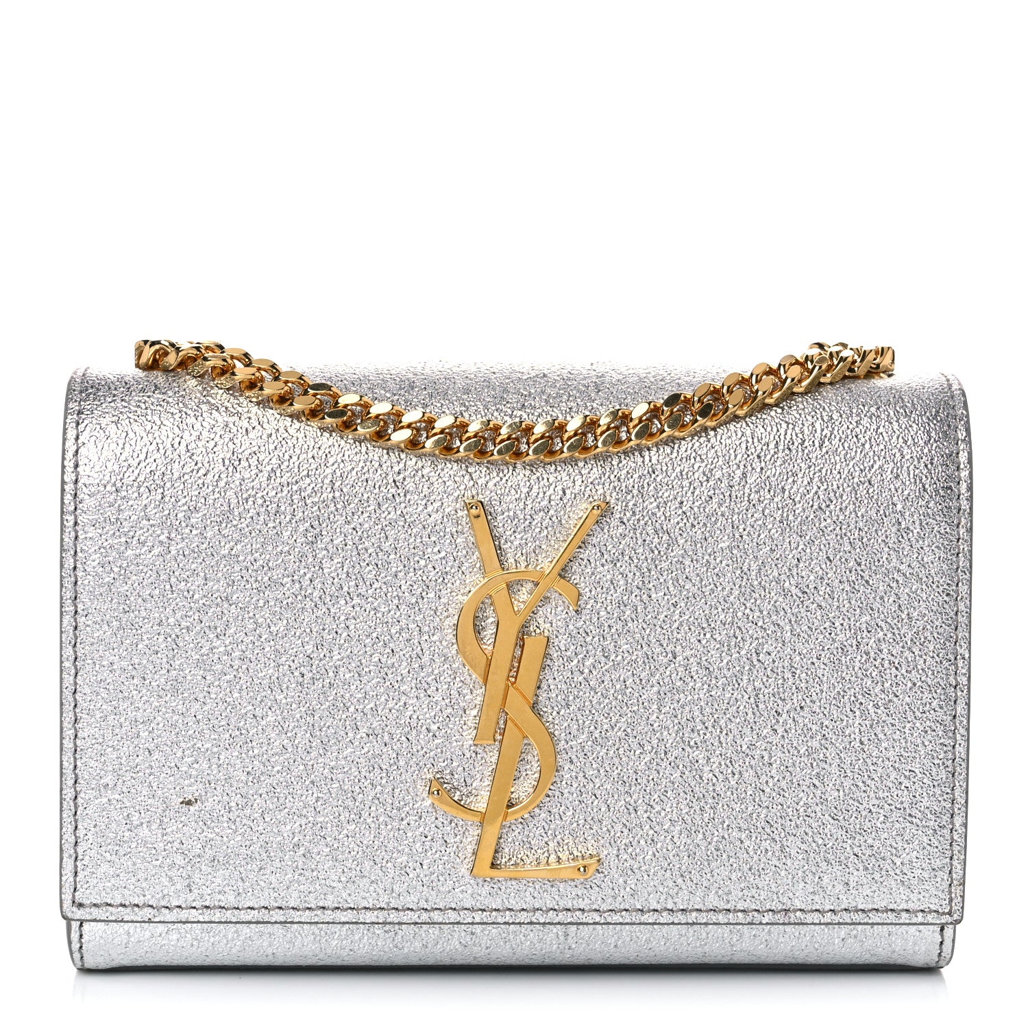 Saint Laurent Metallic Calfskin Small Classic Monogram Kate Satchel Platine 1 of 10