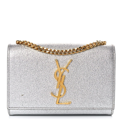 Saint Laurent Metallic Calfskin Small Classic Monogram Kate Satchel Platine 1 of 10