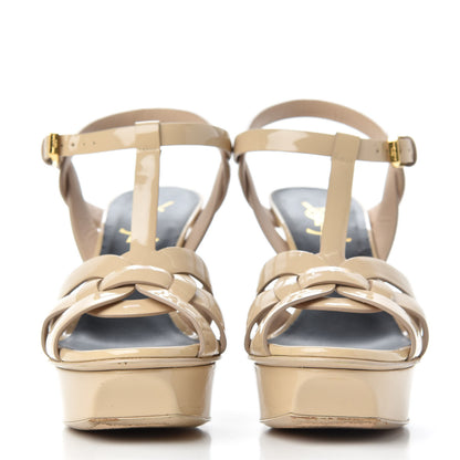 Saint Laurent Patent Tribute 75 Platform Sandals 35.5 Nude Powder 2 of 11