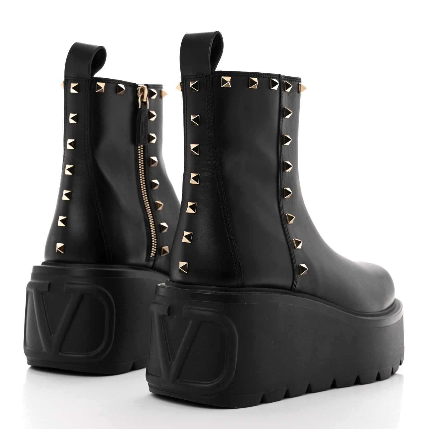 Valentino Garavani Calfskin Rockstud VLOGO Uniqueform Chelsea 55/85mm Flatform Ankle Boots 41 Black 4 of 10
