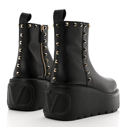 Valentino Garavani Calfskin Rockstud VLOGO Uniqueform Chelsea 55/85mm Flatform Ankle Boots 41 Black 4 of 10