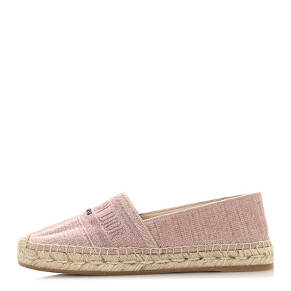 Christian Dior Metallic Cotton Embroidered Granville Espadrille 37 Rose 1 of 8