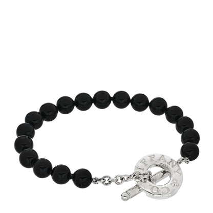 Tiffany Sterling Silver Black Onyx Bead Toggle Bracelet 1 of 3