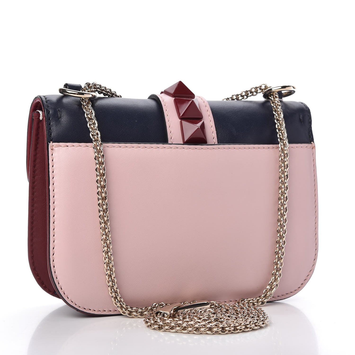 Valentino Garavani Vitello Small Glam Lock Rockstud Flap Light Ivory Water Rose Marine Rubin 4 of 19