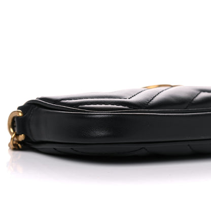 Gucci Calfskin Matelasse Mini GG Marmont Chain Crossbody Bag Black 8 of 9