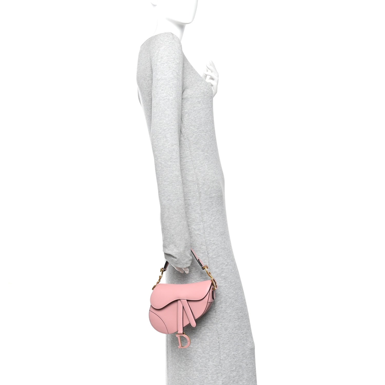 Christian Dior Smooth Calfskin Mini Saddle Bag Antique Pink 2 of 10