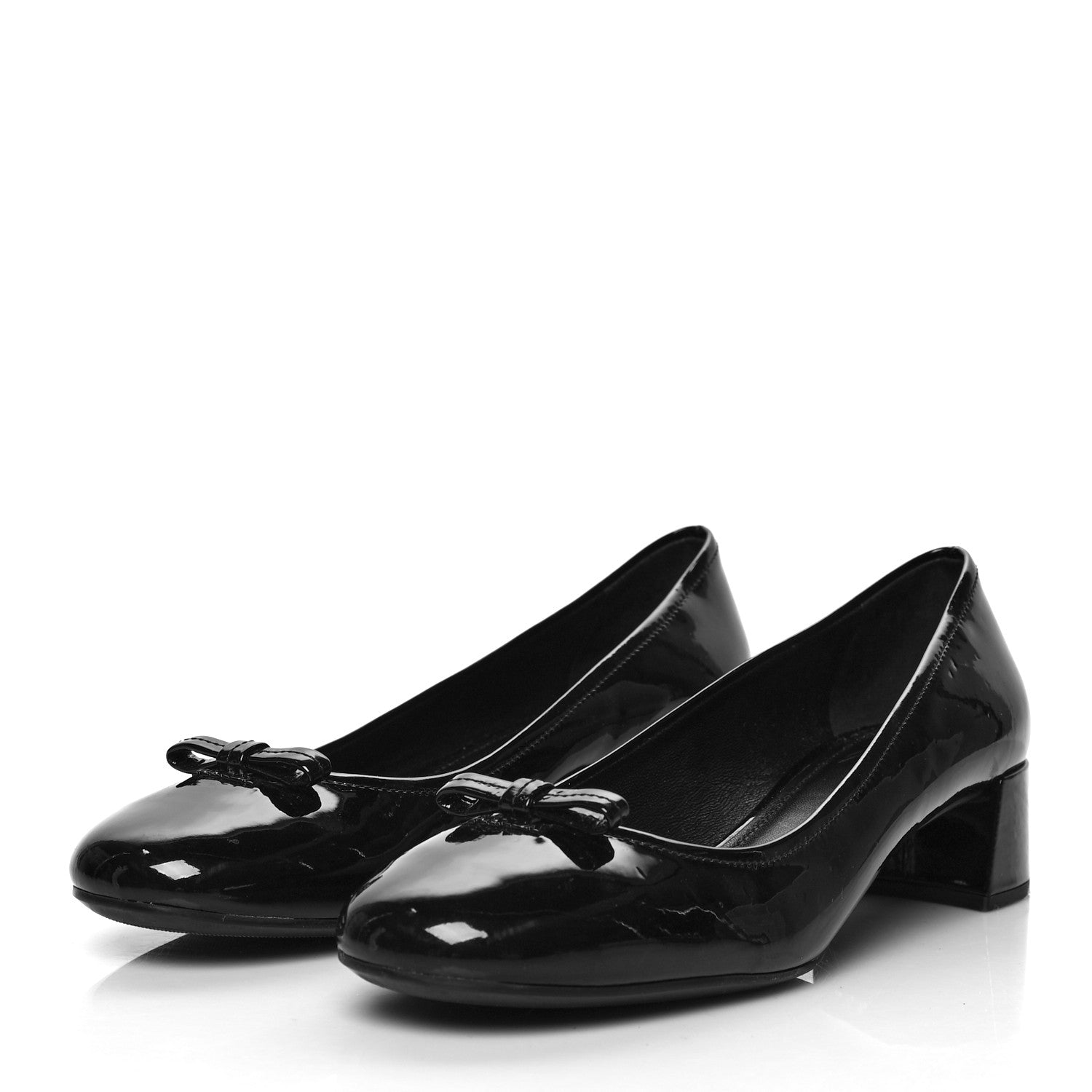 Prada Spazzolato Bow Pumps 38.5 Black 3 of 9