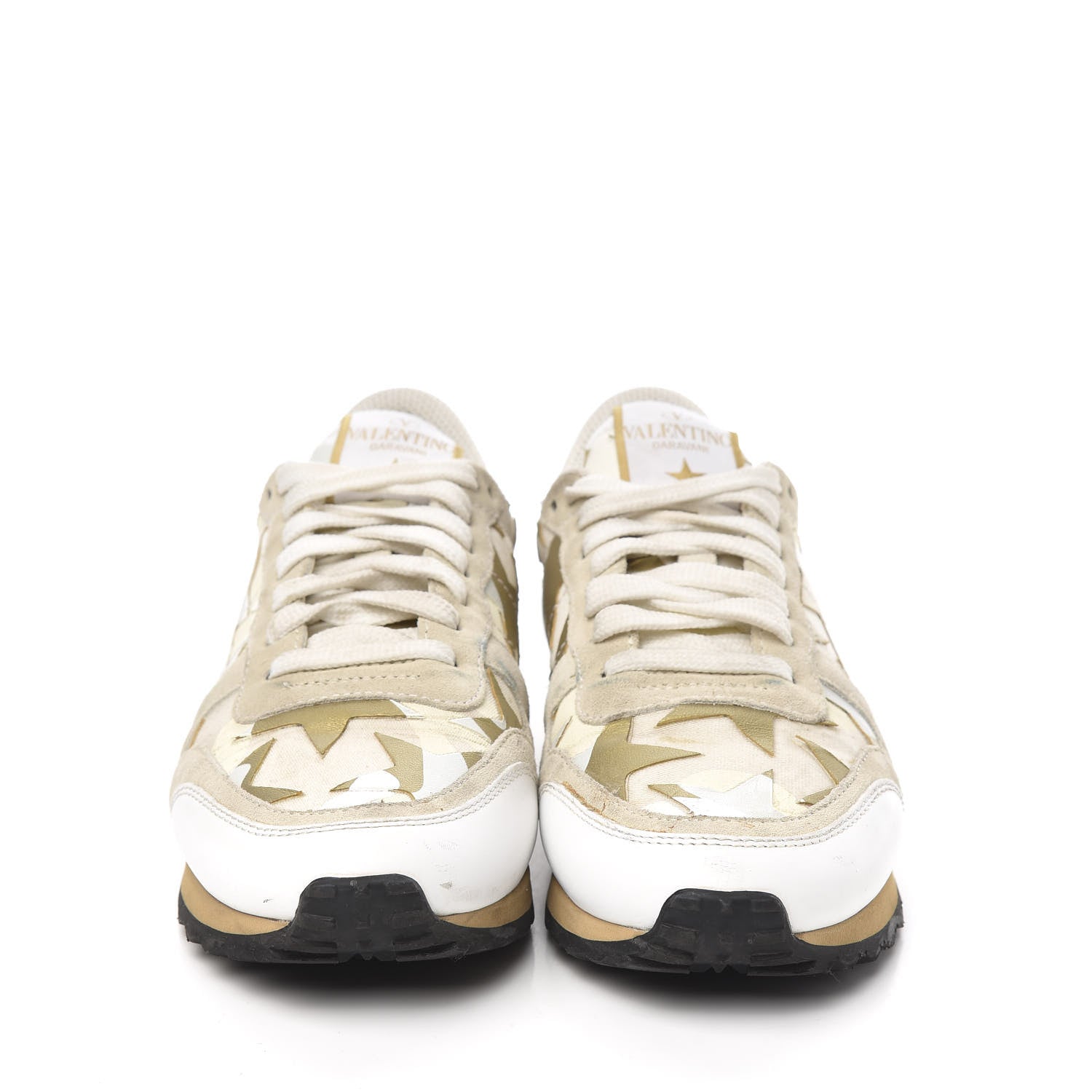 Valentino Garavani Nappa Suede Camustars Womens Rockrunner Sneakers 37.5 White 2 of 11