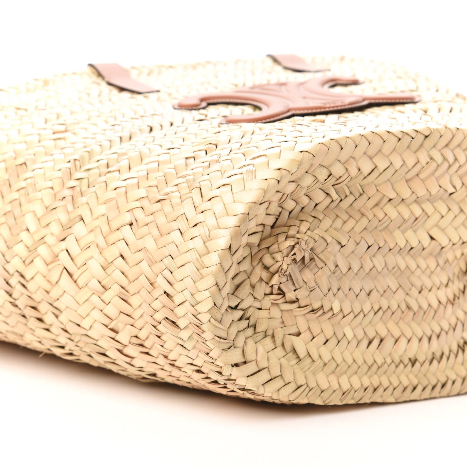 Celine Raffia Calfskin Triomphe Medium Panier Tan 6 of 9