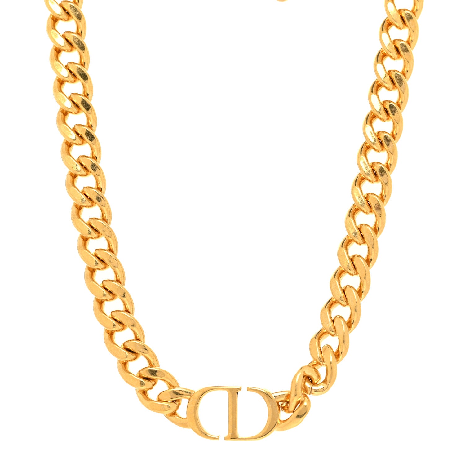Christian Dior Metal CD Choker Necklace Gold 1 of 5