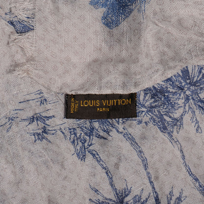 Louis Vuitton Cotton Linen Toile Etole De Louis Pareo Blue 5 of 6