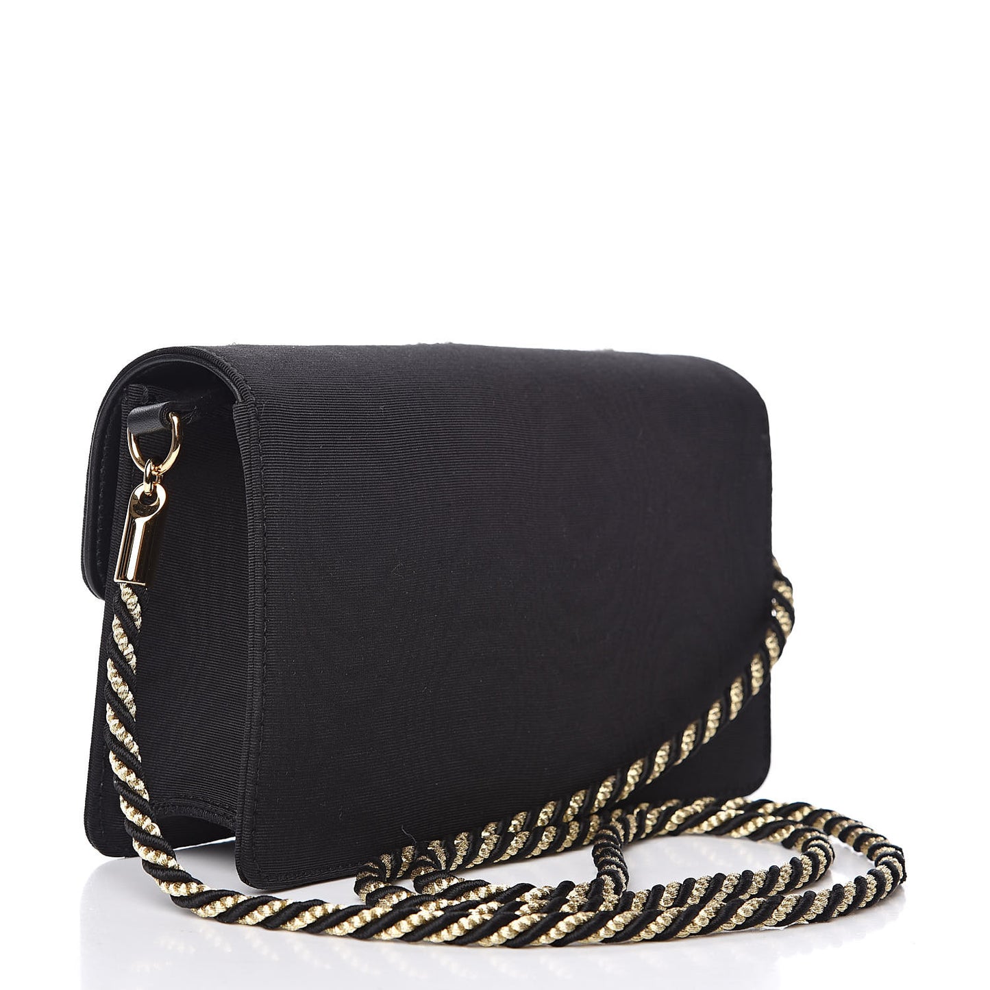 Grosgrain Crystal Embellished Square G Shoulder Bag Black