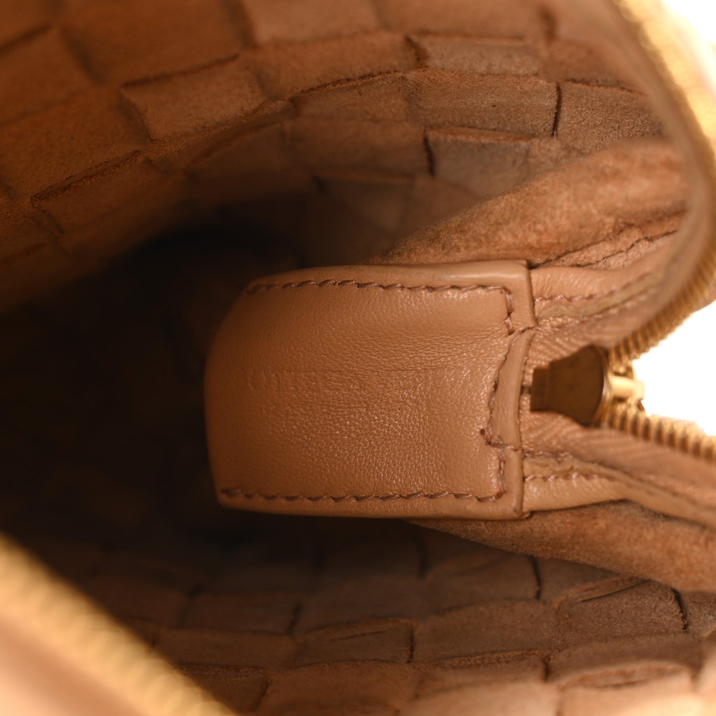 Nappa Intrecciato Mini Loop Camera Bag Almond