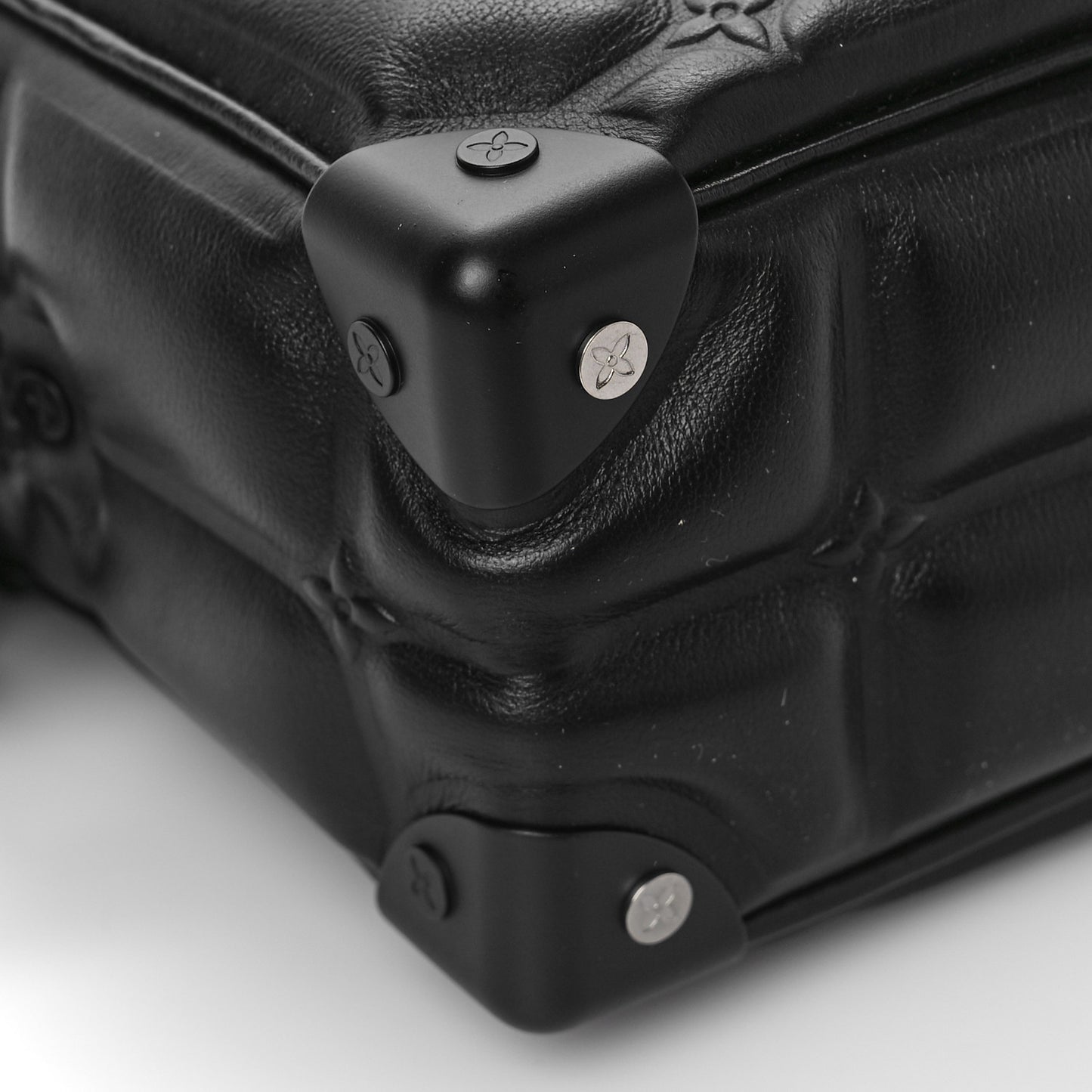 Soft Calfskin Puffy Damier Mini Soft Trunk Black