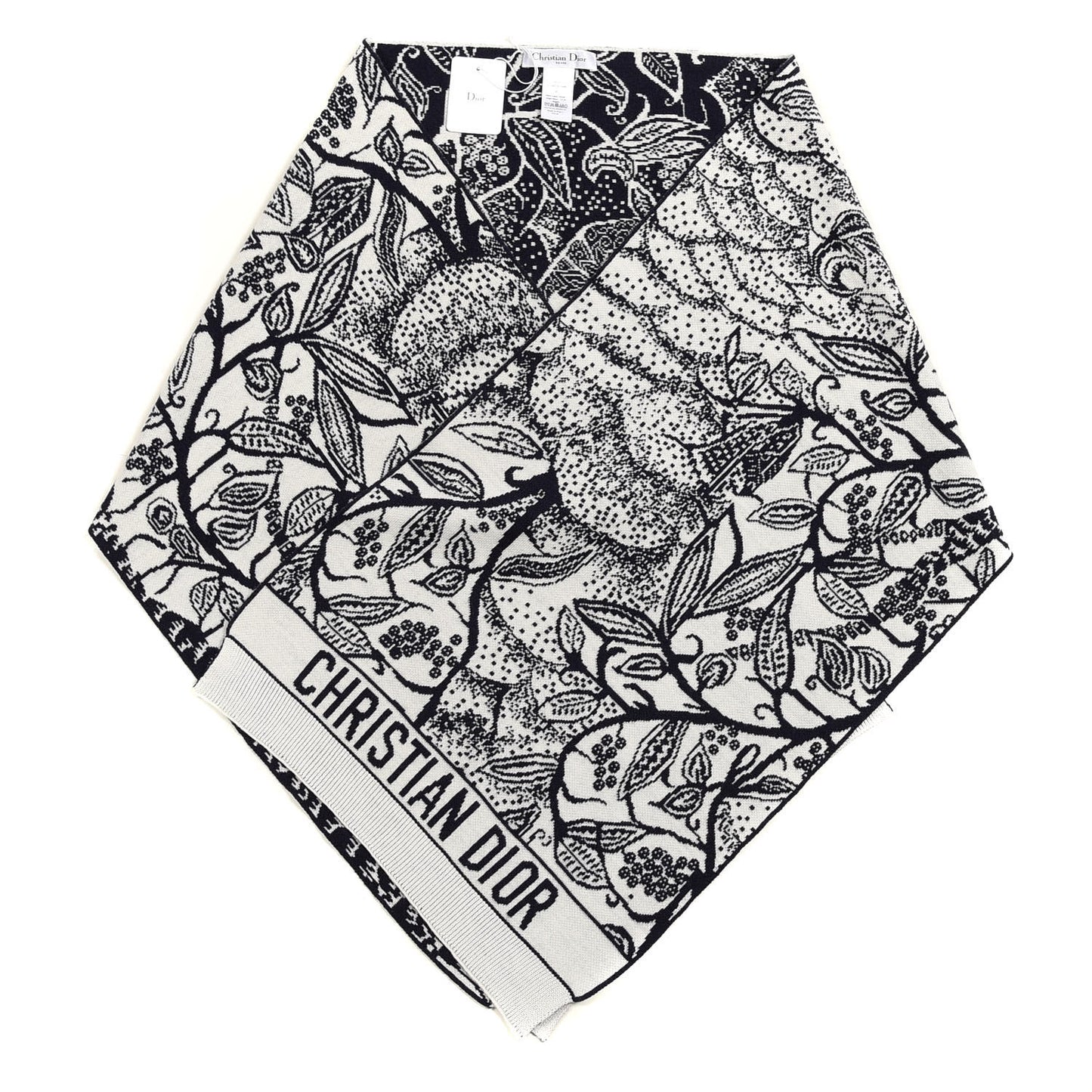 Wool Toile De Jouy Sauvage Scarf Black White