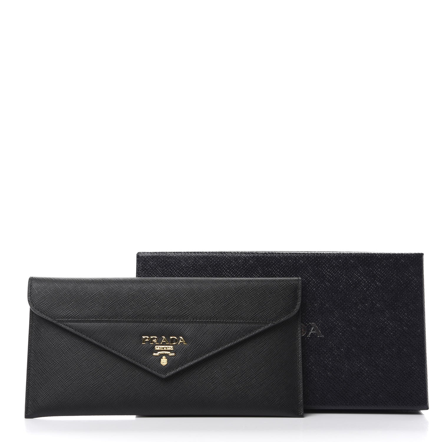 Prada Saffiano Letter Envelope Wallet Black 9 of 9
