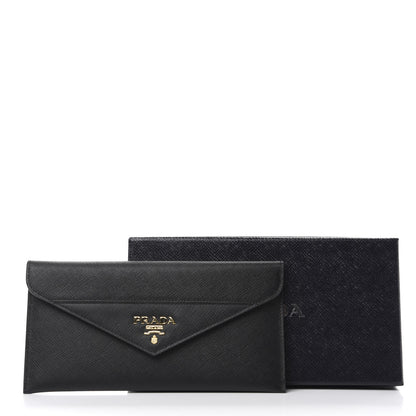 Prada Saffiano Letter Envelope Wallet Black 9 of 9