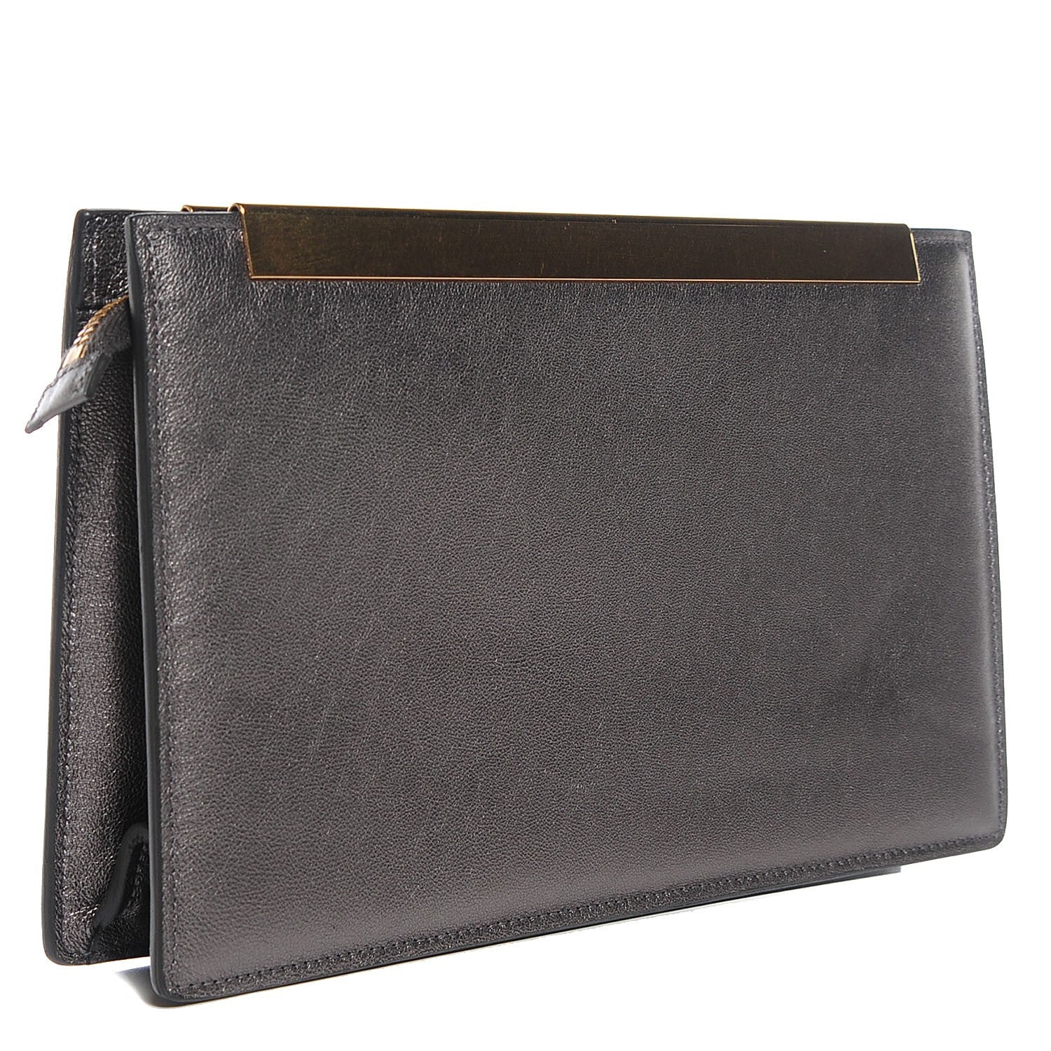 Saint Laurent Metallic Calfskin Lutetia Clutch Gunmetal 3 of 8
