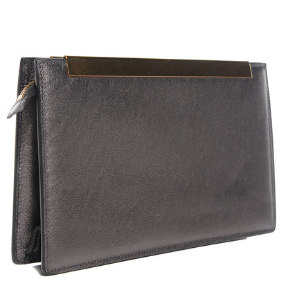 Saint Laurent Metallic Calfskin Lutetia Clutch Gunmetal 3 of 8