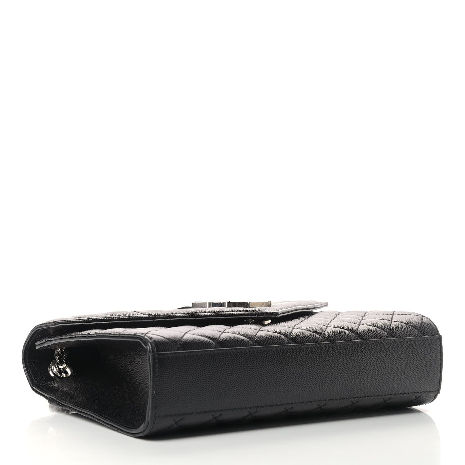 Saint Laurent Grain De Poudre Textured Mixed Matelasse Triquilt Medium Monogram Satchel Black 3 of 9