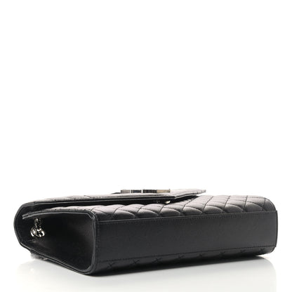 Saint Laurent Grain De Poudre Textured Mixed Matelasse Triquilt Medium Monogram Satchel Black 3 of 9