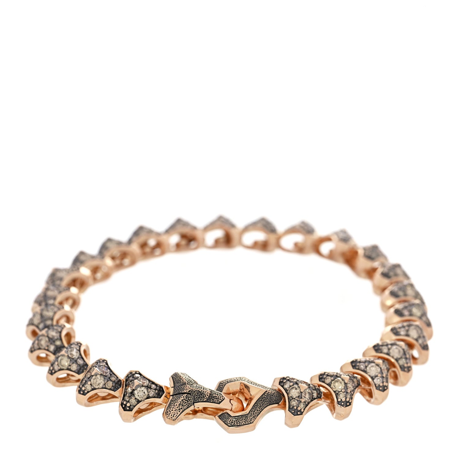 David Yurman 18K Rose Gold Cognac Diamond Armory Link Bracelet 2 of 3