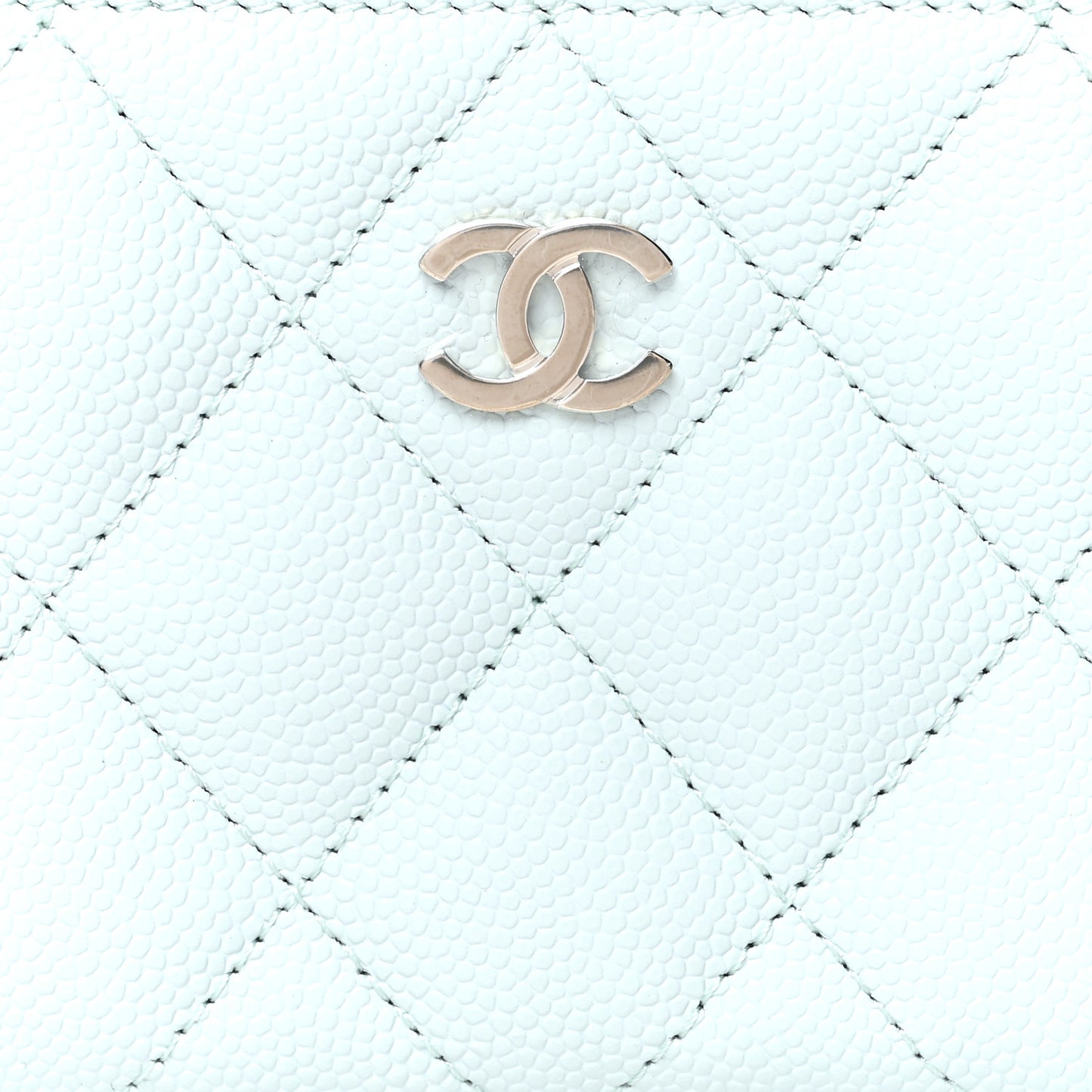 Caviar Quilted Zip Coin Purse Light Blue