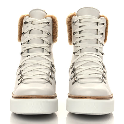 Hermes Calfskin Woolskin Womens Flocon Ankle Boots 38 White Naturel 3 of 10